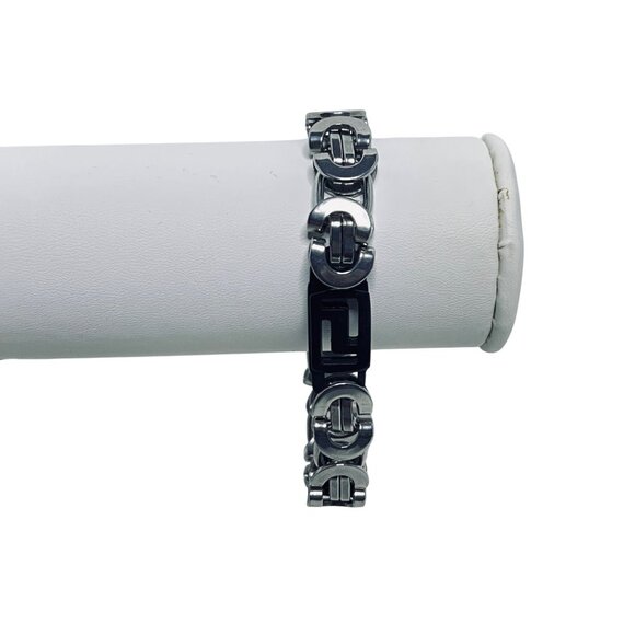 Vintage Chunky Stainless Steel Woman's Byzantine Box Link Bracelet 8” (5919) - Picture 2 of 7